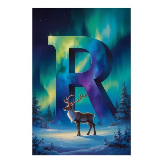 Aurora Letter R Poster | Northern Lights Art (Voorkant)