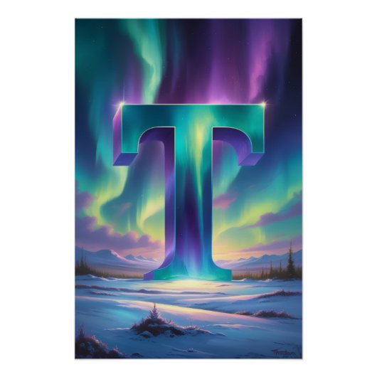 Aurora Letter T Poster | Northern Lights Art (Voorkant)
