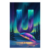 Aurora Letter U Poster | Kunst van het noorderlich (Voorkant)