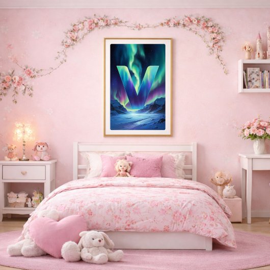 Aurora Letter V Poster | Kunst van het Noorderlich