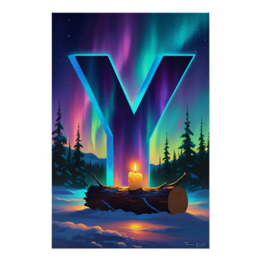 Aurora Letter Y Poster | Kunst van het Noorderlich (Voorkant)