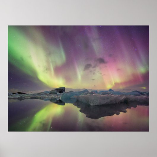 Aurora licht weerkaatst in lagune poster (Voorkant)