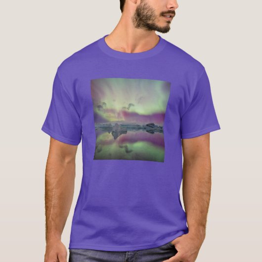 Aurora-Lichten Weerspiegelen in Lagune | IJsland T-shirt (Voorkant)