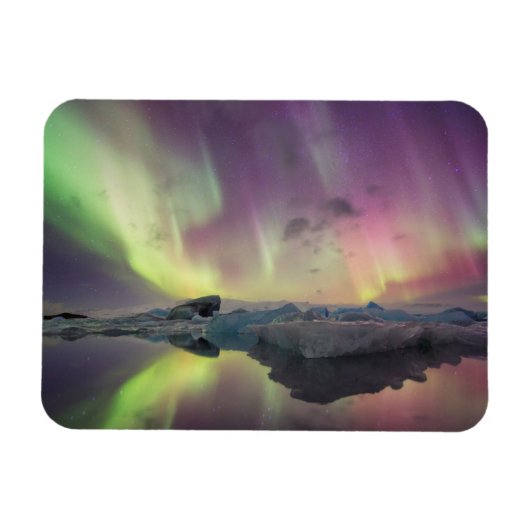 Aurora lichten weerspiegelen in lagune magneet (Horizontaal)