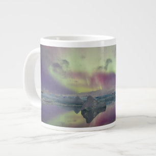 Aurora-Lichten Weerspiegelen Lagune IJsland Grote Koffiekop