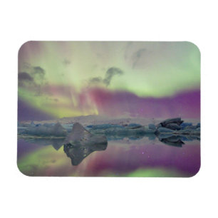 Aurora-Lichten Weerspiegelen Lagune IJsland Magneet