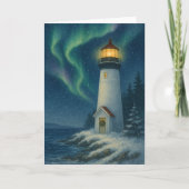 Aurora Lighthouse Christmas Kaart (Voorkant)
