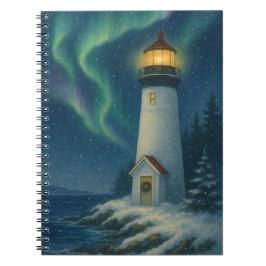 Aurora Lighthouse Christmas Kaart Notitieboek
