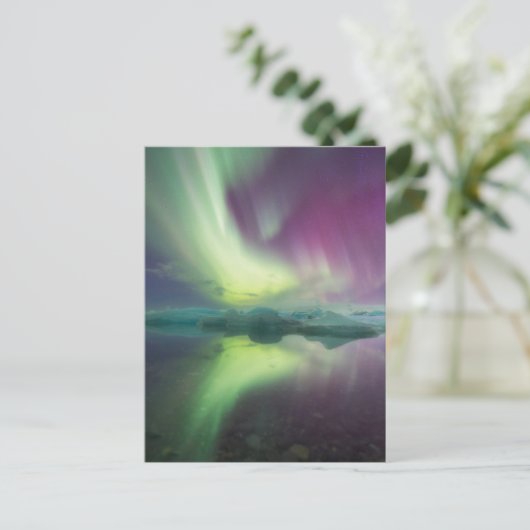 Aurora Lights in Lagoon | Jokulsarlon, Iceland Briefkaart (Staand voorkant)