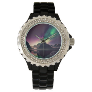 Aurora Lights Night Sky Horloge
