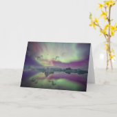 Aurora Lights Weerspiegeld in Lagune | IJsland Kaart (Gele Bloem)