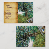 AURORA/MAGIC TREE, groen, blauw, perkament Visitekaartje (Voorkant / Achterkant)