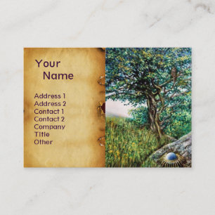 AURORA/MAGIC TREE, groen, blauw, perkament Visitekaartje