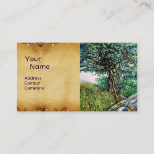 AURORA/MAGIC TREE, groen, blauw, perkament Visitekaartje