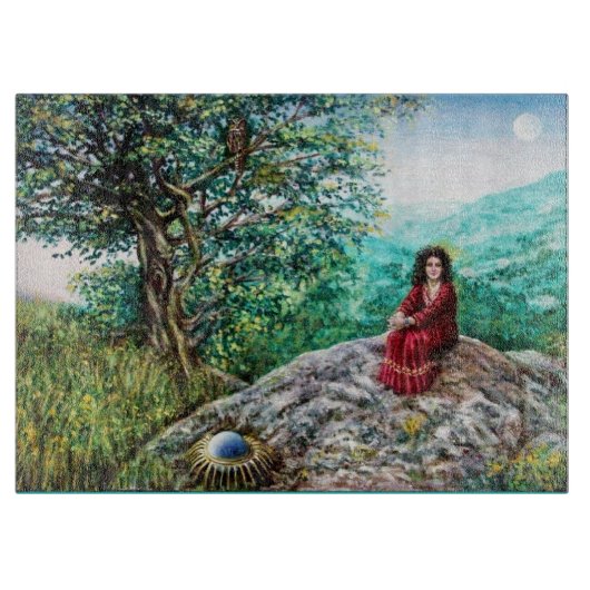 AURORA/MAGIC TREE, groen, blauw, Snijplank (Voorkant)