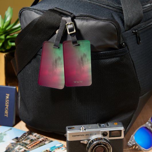 Aurora met sterren en initiaal monogram bagagelabe bagagelabel (Voorkant /achterkant)