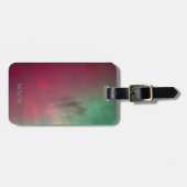 Aurora met sterren en initiaal monogram bagagelabe bagagelabel (Voorkant horizontaal)