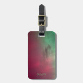 Aurora met sterren en initiaal monogram bagagelabe bagagelabel (Voorkant verticaal)