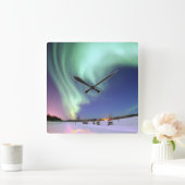 Aurora - Mooie noordelijke lichten Vierkante Klok (Huis)