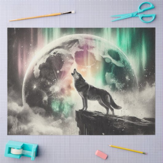 Aurora Moon Wolf Tissuepapier (Craft)
