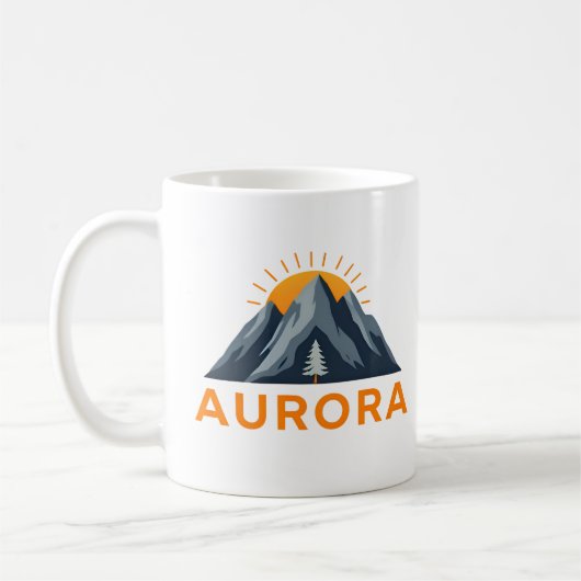 Aurora Mountain Sunrise Logo – Outdoor Adventure Koffiemok (Links)