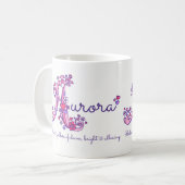 Aurora-naam die decoratieve A-monogram-mok beteken Koffiemok (Voorkant links)