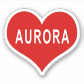 AURORA NAAM Rood Liefde Hart Vinyl Sticker (Voorkant)