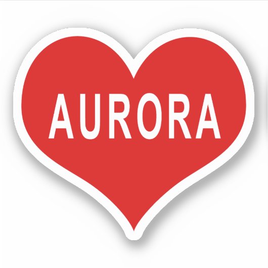 AURORA NAAM Rood Liefde Hart Vinyl Sticker (Voorkant)