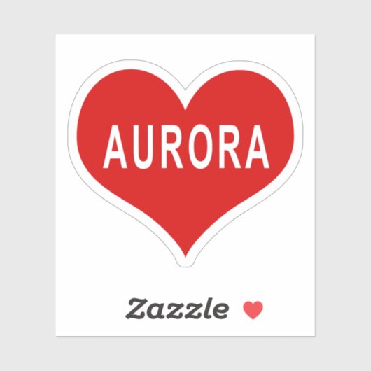 AURORA NAME Rood Hart Vinyl Sticker (Vel)