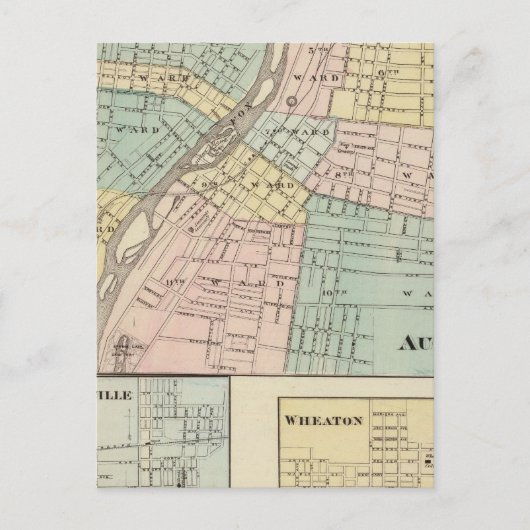 Aurora, Naperville en Wheaton Briefkaart (Voorkant)