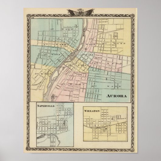 Aurora, Naperville en Wheaton Poster (Voorkant)