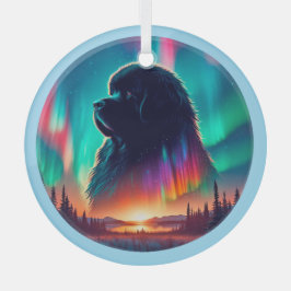 Aurora Newfoundland-hondenornament Glas Ornament