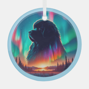 Aurora Newfoundland-hondenornament Glas Ornament