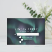 Aurora Noorderlicht bruiloft RSVP Kaartje (Staand voorkant)