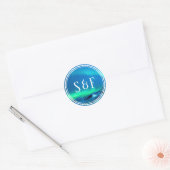 Aurora-noorderlicht Monogram Enveloppezegel Ronde Sticker (Envelop)