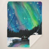 Aurora Noorderlicht Wintercabine | Monogram Sherpa Deken (Voorkant)