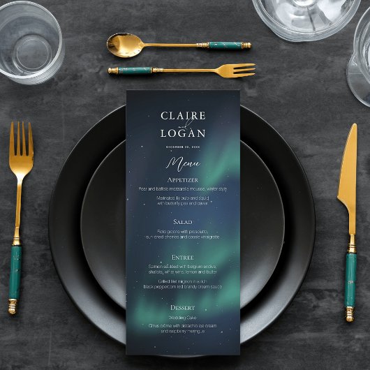 Aurora Northern Lights Wedding Menu