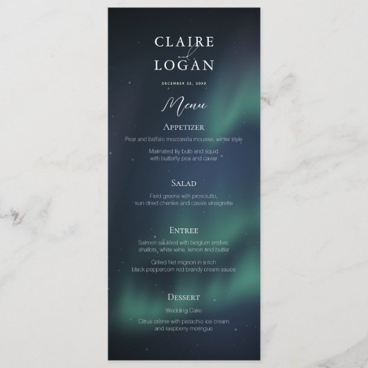 Aurora Northern Lights Wedding Menu (Voorkant)