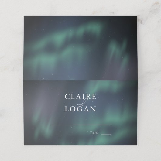 Aurora Northern Lights Wedding Plaatskaartje (Buitenkant ongevouwen)