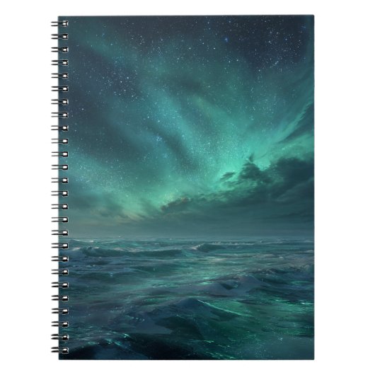 Aurora Ocean Glow Green Night Sky Notitieboek (Voorkant)