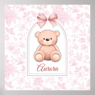 Aurora   Op maat gemaakte roze teddybeer-nurseryon Poster