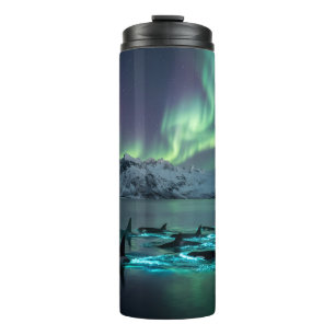 Aurora Orcas Arctische Nacht Volledige Wrap Thermi Thermosbeker