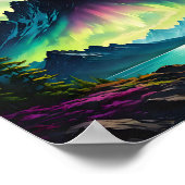 Aurora over het bergmeer poster (Hoek)