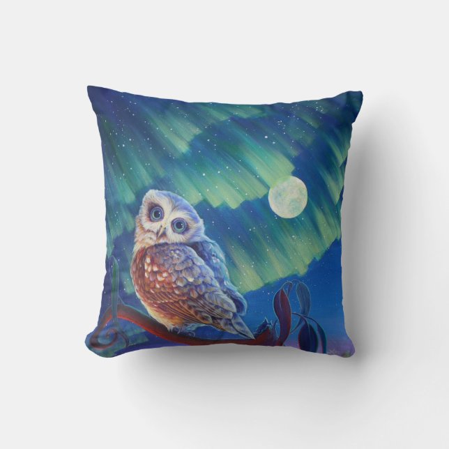 Aurora Owl en Starry Owl. Kussen (Voorkant)