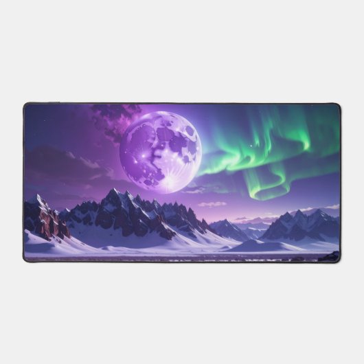 Aurora Peaks – Fantasy Dragon Night Sky Desk Mat (Voorkant)