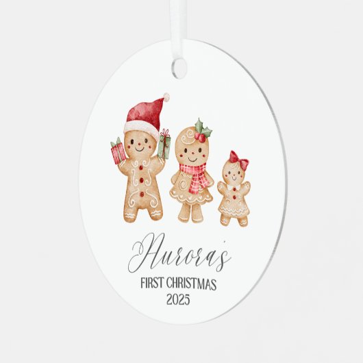 Aurora Personalized Baby's First Christmas Metalen Ornament (Voorkant links)