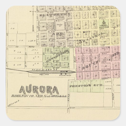 Aurora, Phillips, een Hampton, Nebraska Vierkante Sticker (Voorkant)