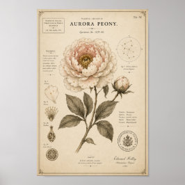 Aurora Pioen Victoriaanse Botanische Museumprint Poster