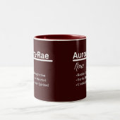 Aurora-Rae Girl Name Definition Personalized Tweekleurige Koffiemok (Center)