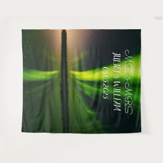 Aurora Script Mr & Mrs Trouw Achtergrond banner Wandkleed (Voorkant (horizontaal))